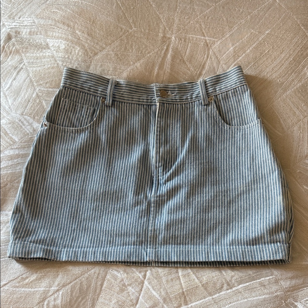 Prada Blue Striped Mini Skirt